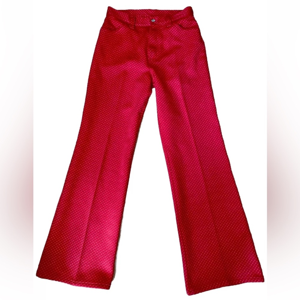1970s Levis Big E Bell Bottoms Flare Polyester pants Discofever-Levi’s for Gals